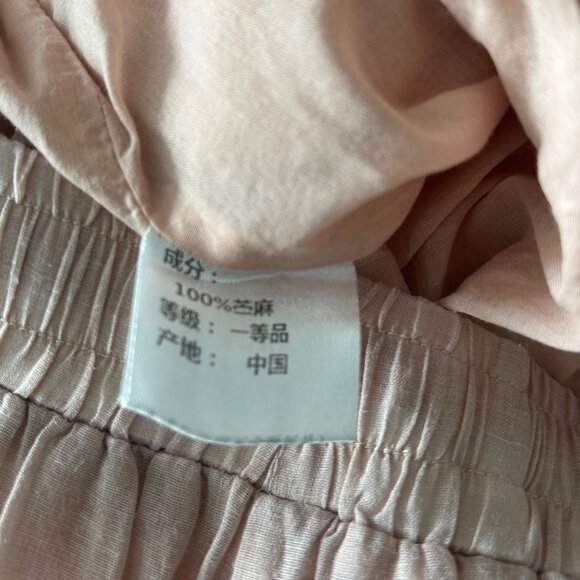 Ramie Linen Salmon Color Casual Pants with Lining - Picture 6 of 6